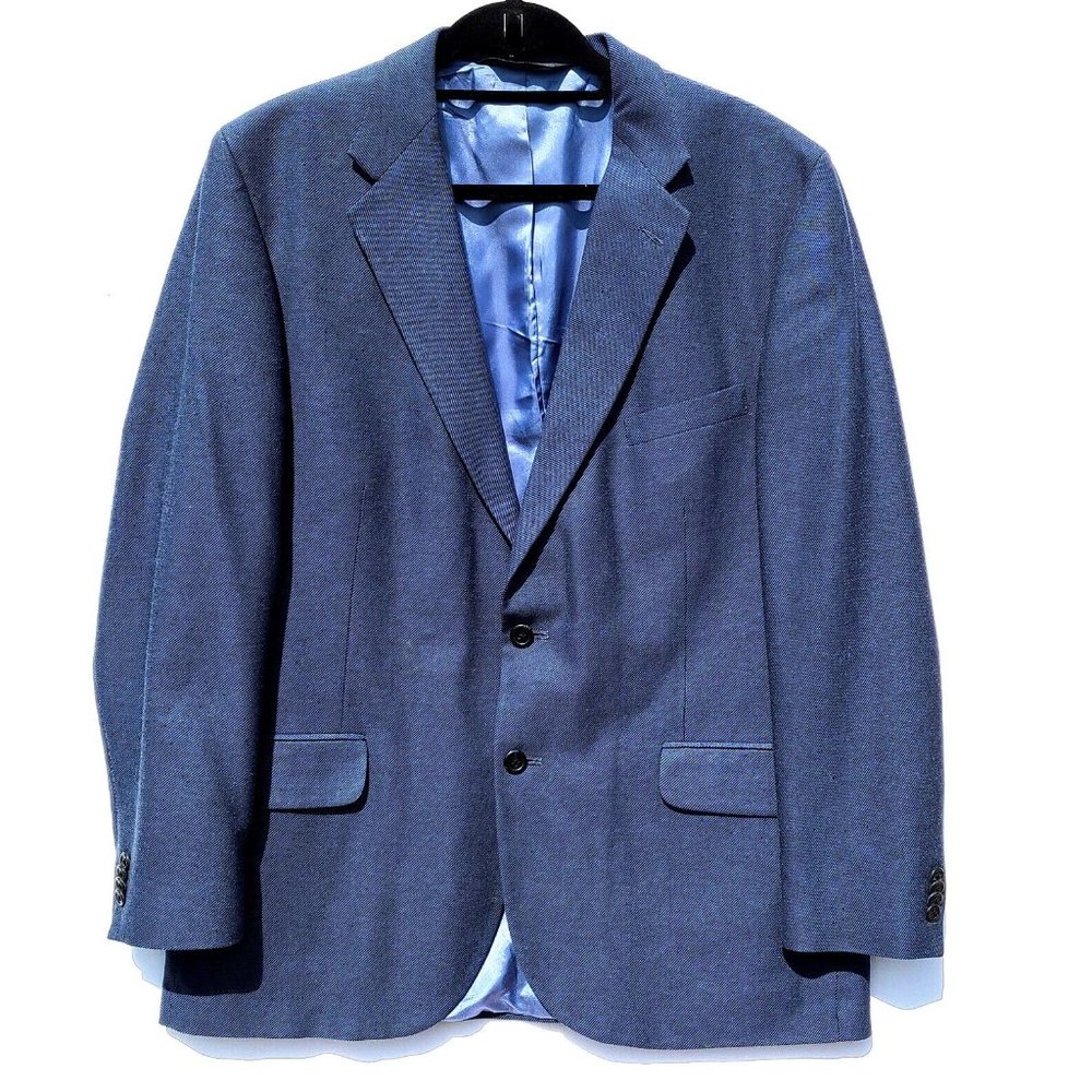 Vintage Lands End Mens Silk Suit Jacket Size 44  Blue
